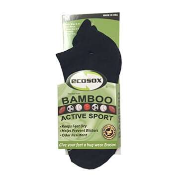 Ecosox Bamboo Viscose Active Running & Sport Tab Socks - Medium - Black