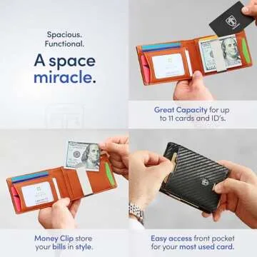 TRAVANDO Mens Slim Wallet Carbon RFID Blocking Bifold