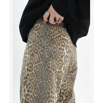 YELLOOP Leopard Print Baggy Jeans for Women Style