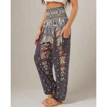 QIANXIZHAN Women's Harem Pants - High Waist Boho Trousers