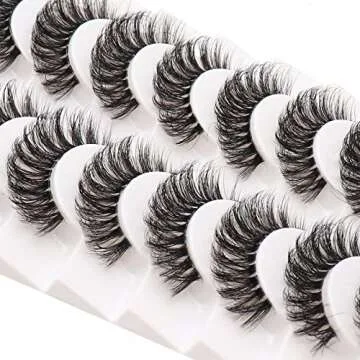 Veleasha Russian Strip Lashes with Clear Band Looks Like Eyelash Extensions D Curl Lash Strips 10 Pairs Pack (DT03)