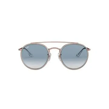 Ray-Ban RB3647N Double Bridge Round Sunglasses, Copper/Clear Gradient Blue, 51 mm + 1