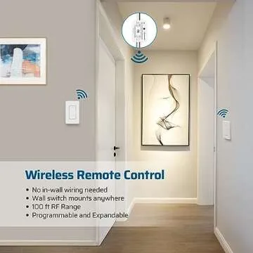 DEWENWILS Wireless Light Switch and Receiver Kit, No in-Wall Wiring Required,Remote Control Wall Switch Lighting Fixture for Ceiling Lights, Fans, Lamps,100 Ft RF Range, Programmable