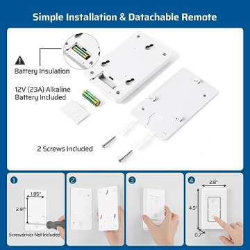 DEWENWILS Wireless Light Switch and Receiver Kit, No in-Wall Wiring Required,Remote Control Wall Switch Lighting Fixture for Ceiling Lights, Fans, Lamps,100 Ft RF Range, Programmable