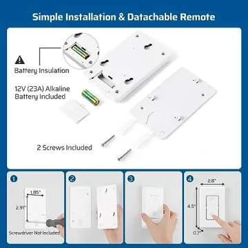 DEWENWILS Wireless Light Switch and Receiver Kit, No in-Wall Wiring Required,Remote Control Wall Switch Lighting Fixture for Ceiling Lights, Fans, Lamps,100 Ft RF Range, Programmable