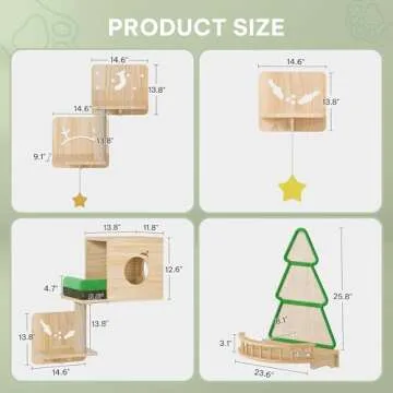 YITAHOME Christmas Cat Wall Shelves | Durable Pine Set