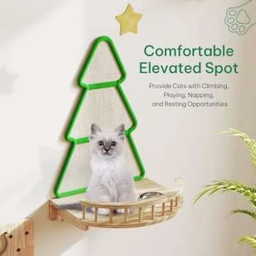 YITAHOME Christmas Cat Wall Shelves | Durable Pine Set