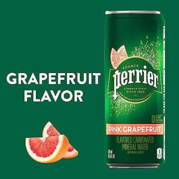 Perrier Pink Grapefruit Flavored Carbonated Mineral Water, 8.45 fl oz. Slim Cans (pack of 10)