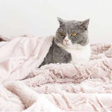 Luxury Faux Fur Throw Blanket and Throws,Super Soft Blanket Fuzzy Extra Warm Blanket, Cozy Bedding Blanket for Bed Couch Sofa, Lightweight Bed Blankets Washable Plush Bed Throws. 51"x63"( PV Pink)