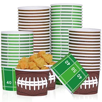 gisgfim Football Party Snack Bowls Supplies for 50 Guests Disposable 9 oz Football Chili Serving Sna...