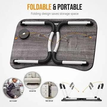 Laptop Bed Desk Lap Tray: Large Portable Foldable laptray Computer bedtray Table for Writing Reading Eating Breakfast XXL lapdesk on Low Sitting Floor or Adult Laying Couch