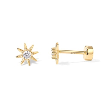 Elegant PAVOI 14K Gold Star Flat Back Earrings