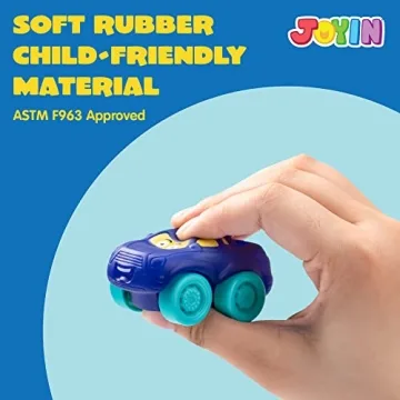 JOYIN Cartoon Cars - Safe Rubber Toy Cars for Toddlers