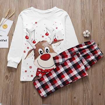 Family Matching Christmas Pajamas Set, Cute Elk Sleepwear for Boys Girls Dad Mum (Elk-A,Kid, 2T, 2_years)