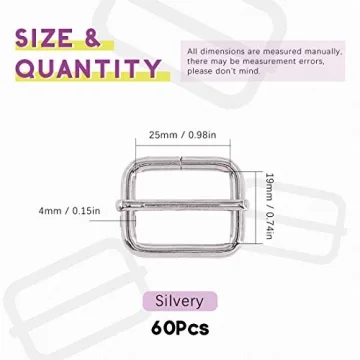 Swpeet 60Pcs Heavy Duty Metal Triglides for DIY Crafts