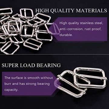 Swpeet 60Pcs Heavy Duty Metal Triglides for DIY Crafts