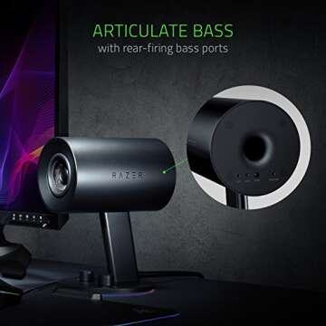 Razer Nommo Chroma: Custom Woven 3" Glass Fiber Drivers - Rear-Facing Bass Ports - Bass Knob w/Automatic Gain Control Chroma Enabled - Full Range 2.0 PC Gaming Speakers, Black