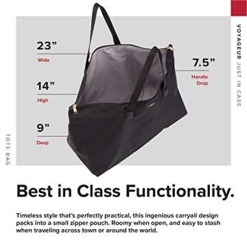 TUMI - Just In Case Tote - Packable Travel Bag - Foldable Travel Tote Bag- Water-Resistant Tote - 14.0" X 23.0" X 9.0" - Black