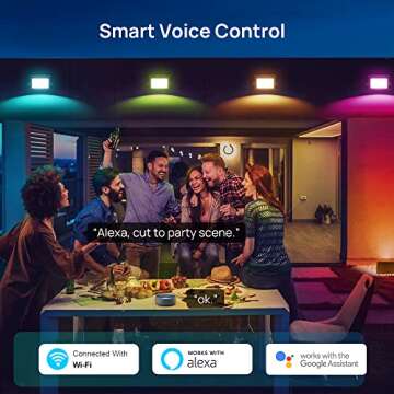 USTELLAR Smart WiFi LED Flood Lights Outdoor, RGB Color Changing Stage Landscape Lighting with APP G...