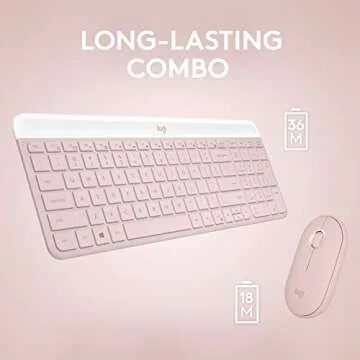 Logitech MK470 Slim Wireless Keyboard and Mouse Combo - Modern Compact Layout, Ultra Quiet, 2.4 GHz USB Receiver, Plug n' Play Connectivity, Compatible with Windows - Rose (Renewed)