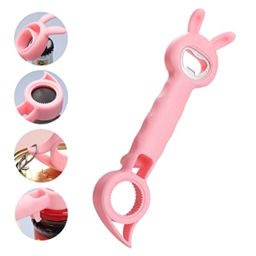 FFUWERG Cute 4-in-1 Multi Function Bottle Opener for Weak Hands, Gift for Seniors