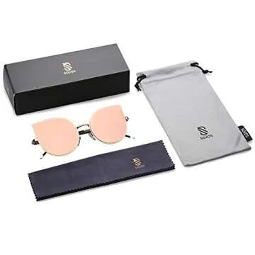 SOJOS Cat Eye Sunglasses with Stylish Pink Mirrored Lenses