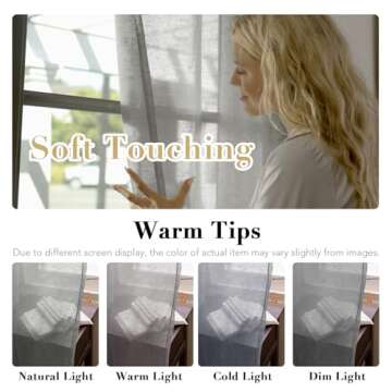 H.VERSAILTEX Elegant Natural Linen Semi Sheer Curtains for Bedroom Energy Saving Easy Care Privacy Protection Nickel Grommet Window Panels/Drapes for Living Room (Set of 2, 52x84-Inch, Grey)