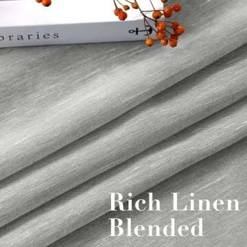 H.VERSAILTEX Elegant Natural Linen Semi Sheer Curtains for Bedroom Energy Saving Easy Care Privacy Protection Nickel Grommet Window Panels/Drapes for Living Room (Set of 2, 52x84-Inch, Grey)