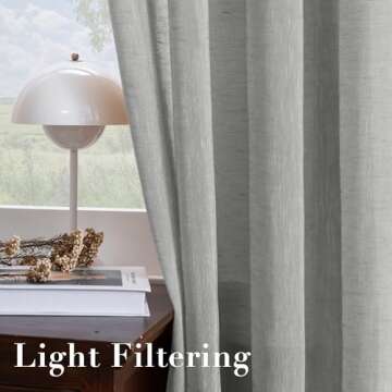 H.VERSAILTEX Elegant Natural Linen Semi Sheer Curtains for Bedroom Energy Saving Easy Care Privacy Protection Nickel Grommet Window Panels/Drapes for Living Room (Set of 2, 52x84-Inch, Grey)