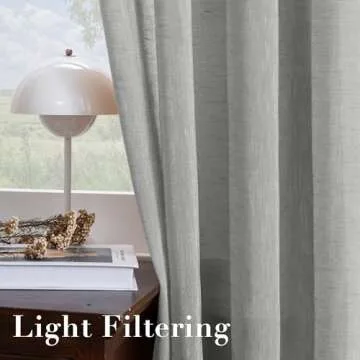 H.VERSAILTEX Elegant Natural Linen Semi Sheer Curtains for Bedroom Energy Saving Easy Care Privacy Protection Nickel Grommet Window Panels/Drapes for Living Room (Set of 2, 52x84-Inch, Grey)