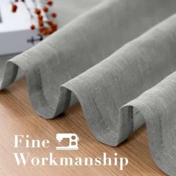 H.VERSAILTEX Elegant Natural Linen Semi Sheer Curtains for Bedroom Energy Saving Easy Care Privacy Protection Nickel Grommet Window Panels/Drapes for Living Room (Set of 2, 52x84-Inch, Grey)