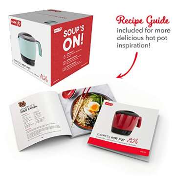 Dash DMC100AQ Express Electric Cooker Hot Pot with Temperature Control for Noodles, Rice, Pasta, Soups, Boiling Water & More, 1.2 L, Aqua