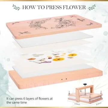 Aboofx Large Flower Press Kit, 6 Layers 11.8" x 8.3" Even Pressure Flower Pressing DIY Arts and Craft Kit for Adults, Dried Flower Plant Preservation Kit for Craft Lovers