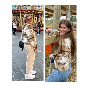 Stylish UANEO Women's Cropped Plaid Shacket for Fall