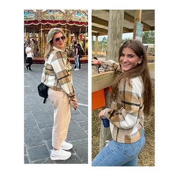 Stylish UANEO Women's Cropped Plaid Shacket for Fall