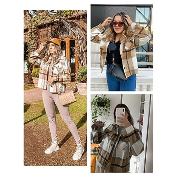 Stylish UANEO Women's Cropped Plaid Shacket for Fall