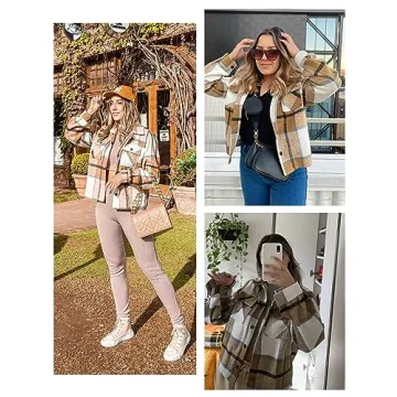 Stylish UANEO Women's Cropped Plaid Shacket for Fall