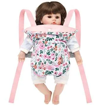 GAGAKU Baby Doll Carrier for Toddlers Doll Carrier for Little Girls Toy Baby Carrier for Kids Reborn Baby Doll Accessories - Pink (Leaf)
