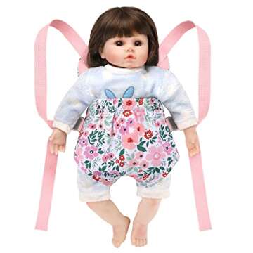 GAGAKU Baby Doll Carrier for Toddlers Doll Carrier for Little Girls Toy Baby Carrier for Kids Reborn Baby Doll Accessories - Pink (Leaf)