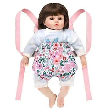 GAGAKU Baby Doll Carrier for Toddlers Doll Carrier for Little Girls Toy Baby Carrier for Kids Reborn Baby Doll Accessories - Pink (Leaf)