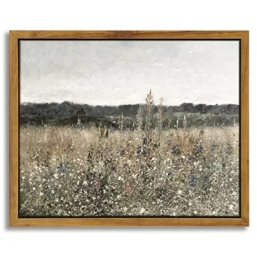 InSimSea Vintage Meadow Canvas Art - 8"x10" Framed Floral Landscape for Home Decor