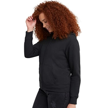 Hanes Women's EcoSmart Full-Zip Hoodie in Ebony