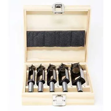 WEN DB051T 5-Piece Tenon and Deep Plug Cutter Drill Bit Set with Carrying Case