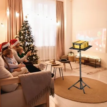 Lusweimi Projector Stand Tripod - 56 Inch Adjustable Height, Sturdy Laptop & Projector Stand, Portab...