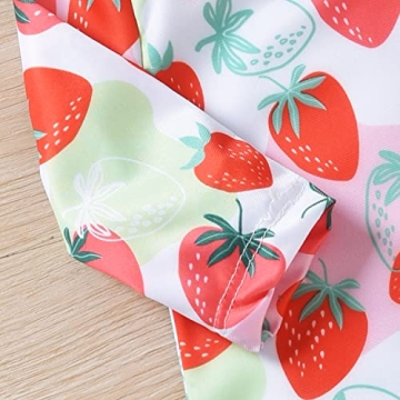 Aalizzwell Toddler Girls Strawberry Long Sleeve Swimsuit