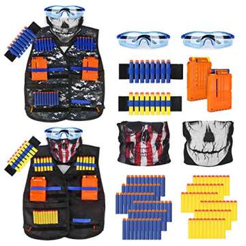Kids Tactical Vest Kit for Nerf Guns Series with Refill Darts,Dart Pouch, Reload Clips, Tactical Mas...