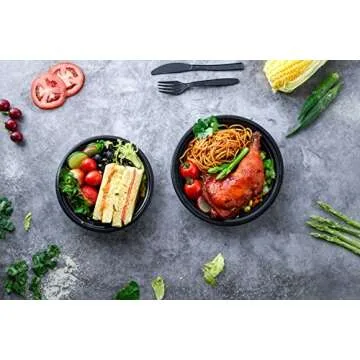 Glotoch Meal Prep Container, 50 Pack 24 OZ To Go Containers, Round Plastic Food Storage Containers S...