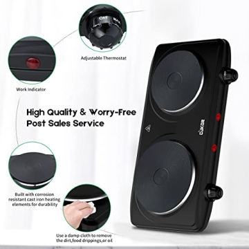 CUKOR Electric Hot Plate Double Burner for Convenient Cooking