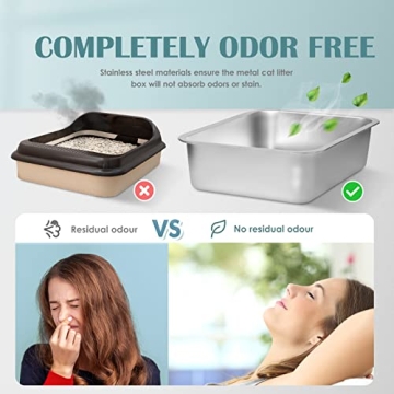 Durable IKITCHEN Stainless Steel Cat Litter Box