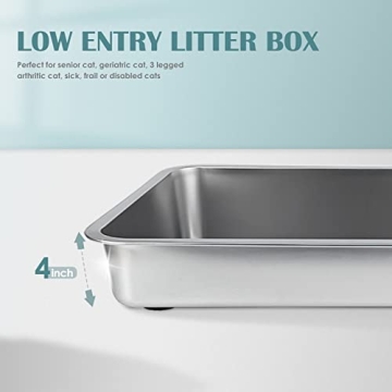 Durable IKITCHEN Stainless Steel Cat Litter Box